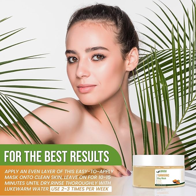 AMVital Turmeric Face Mask, Clay Facial Masks with Vitamin C, Skin Care for Acne and dark Spots, Smooth & Refine Pores, Anti Aging for Women, Non-Greasy Hydrating
