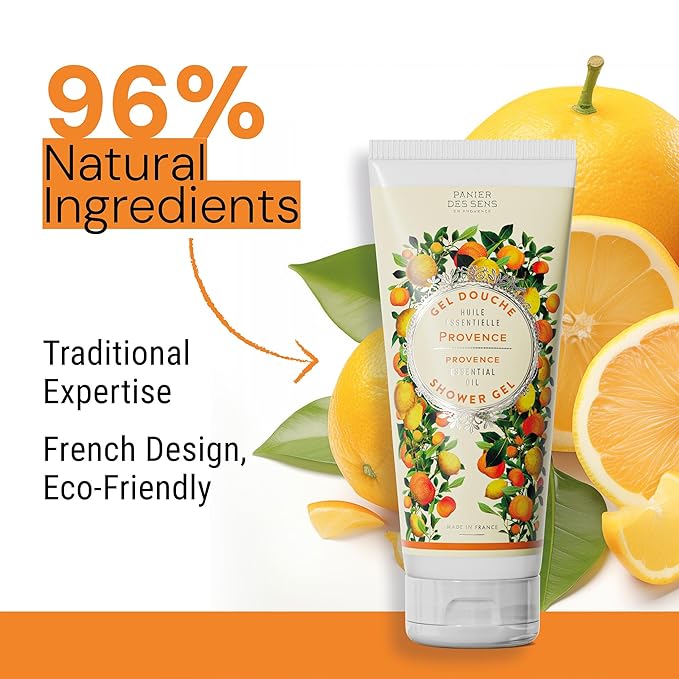 Panier des Sens - Provence Moisturizing Body Wash for Women & Men - Gentle Shower Gel with 96% Natural Ingredients for Normal, Sensitive Skin - Body Care Made in France, SLS Free, Vegan - 6.8 Floz