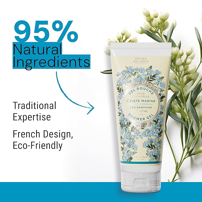 Panier des Sens - Sea Samphire Moisturizing Body Wash for Women & Men - Gentle Shower Gel with 96% Natural Ingredients for Sensitive Skin - Body Care Made in France, SLS Free, Vegan - 6.8 Fl Oz