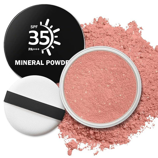 Sunscreen Blush Powder,Mineral Powder Blush for Cheeks,SPF 35,Rubor en Polvo,Buildable Coverage,Natural Glow,Talc-Free,Vegan,0.35 oz,03 Shine Rose