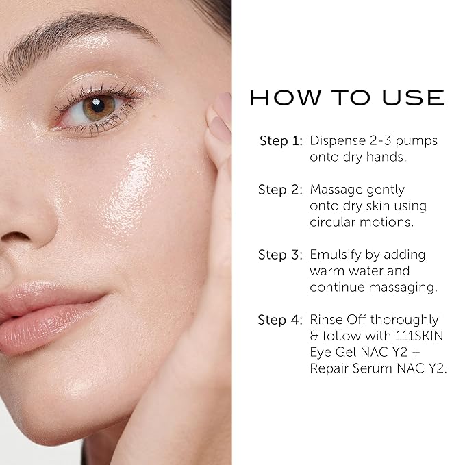 111SKIN Deep Cleansing Oil for Face, Lightweight Hydrating Facial Oil Cleanser for All Skin Types, Makeup Remover with Ceramides, CICA & NAC Y2 Complex Gently Removes Blackhead & Impurities, 3.4 fl oz