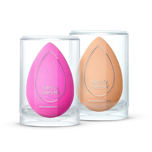 Beautyblender® | Original Pink + Nude Beauty Blender 2-Piece Bundle for Blending Foundations, Powders, and Creams, Super-Soft Foam for Streak-Free Application, Made in the USA, Reusable, Washable