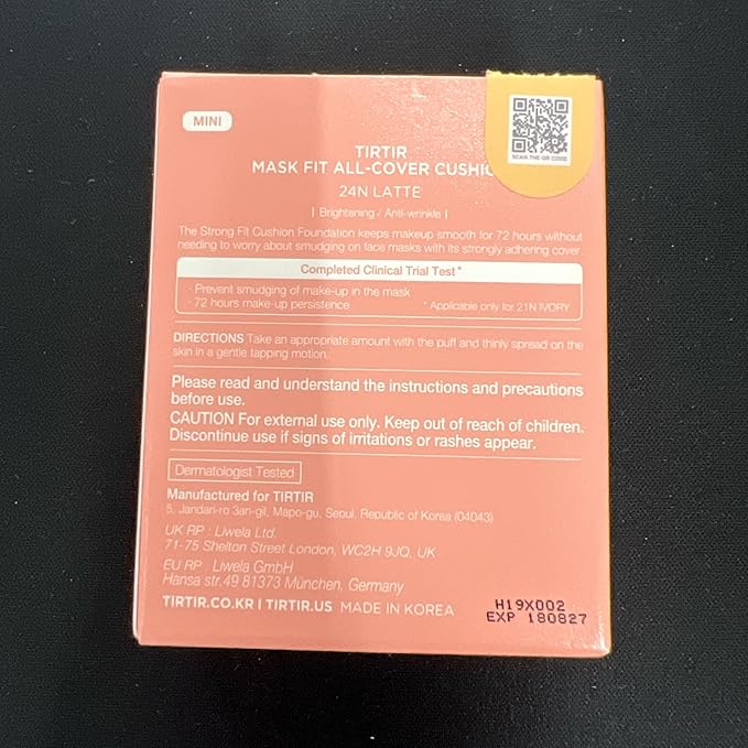 [*Mini Size*] TIRTIR All Cover Pink Cushion | Korean Cushion Foundation, (#24N Latte, 0.15 Fl Oz)