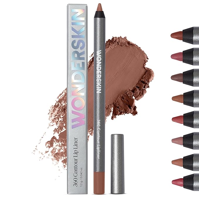 Wonderskin Lipliner Pencil - 360 Contour Lipliner, Long Lasting, Sharpenable Lip Pencil, Waterproof and Transfer-Proof Nude Lip Liner (Walnut)