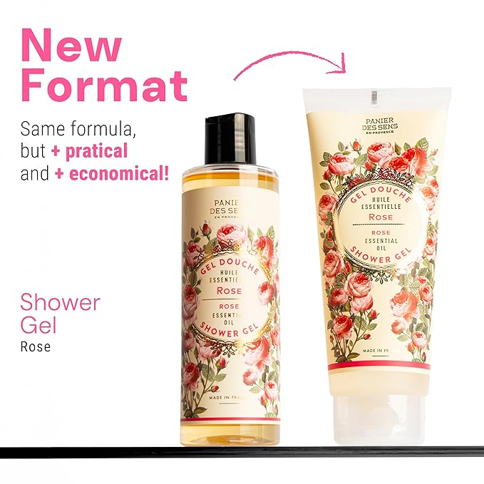 Panier des Sens - Rose Moisturizing Body Wash for Women & Men - Gentle Shower Gel with 96% Natural Ingredients for Normal & Sensitive Skin - Body Care Made in France, SLS Free, Vegan - 6.8 Fl Oz