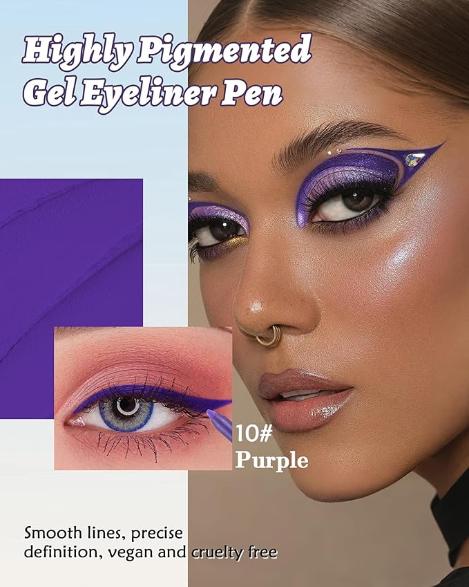 Waterline Gel Eyeliner Pencil, Deep Purple Matte Waterproof Long Lasting Cream Eye Liner Pencils with Sharpener, Hypoallergenic Highly Pigmented Precision Smudge-Proof Eyeliner Makeup Pen for Women-10