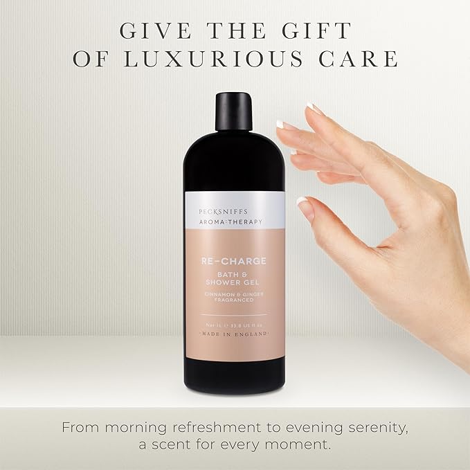 Pecksniff's Aroma:Therapy Re-Charge Shower Gel – Luxurious Moisturizing Bath & Body Cleanser, 1000 ml/33.8 fl oz Bottle