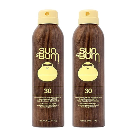 Sun Bum Original SPF 30 Sunscreen Body Spray - Broad Spectrum Moisturizing Sunscreen with Vitamin E - Hawaii 104 Act Compliant (Made without Octinoxate & Oxybenzone) - 6 oz (Pack of 2)