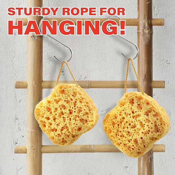 myHomeBody Bath Sponge, Foam Loofah, Body Scrubber for Bathing, Exfoliating Shower Pouf for Shower - Large Size, Lots of Lather, Square, 3 Pack