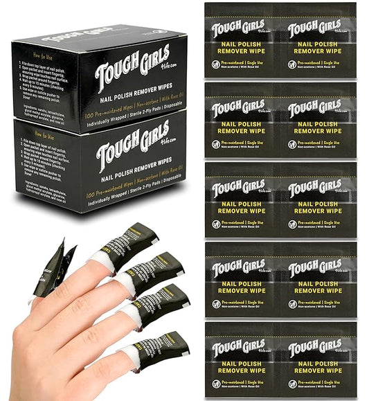 | Nail Polish Remover Wipes | 100% Non-Acetone | Secure Adhesive Strip | Rose Oil | Pre-moistened 2-Ply (200 Pack)