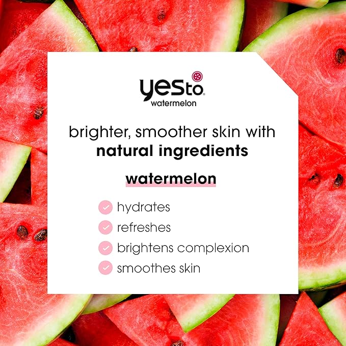 Yes To Face Wipes for Women and Men, Super Skin Recharging Facial Cleansing Wipes for use as a Make Up Remover, Cleaning, Soothing, Watermelon (Pack of 3)