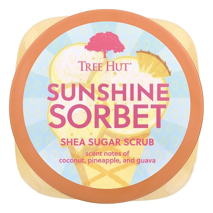 Tree Hut Sunshine Sorbet Shea Sugar Scrub, Exfoliating Body Scrub Removes Dead, Dry Skin for a Soft & Hydrated Feel, Nourishing Essential Body Care, 18 fl oz.